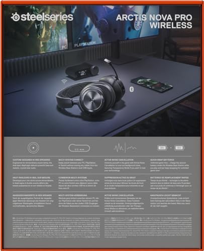SteelSeries Arctis Nova Pro Wireless – Cuffia da gaming multi-sistema – Driver Hi-Fi Premium – Cancellazione attiva del rumore – Infinity Power System – PC, PS5, PS4, Switch, Mobile