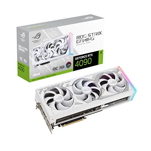 ASUS ROG Strix NVIDIA GeForce RTX 4090 OC Edition Scheda Grafica, 24 GB GDDR6X 384-bit 21 Gbps PCIE 4.0, GPU Tweak III, ROG-STRIX-RTX4090-O24G-WHITE