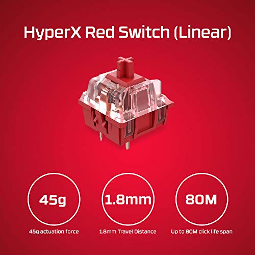HyperX Alloy Origins 60 — Tastiera da gioco meccanica, interruttore rosso HyperX (lineare), retroilluminata a LED RGB, funzioni secondarie stampate lateralmente