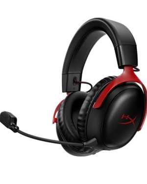 HyperX Cloud III Wireless – Gaming headset for PC, PS5, PS4, up to 120-hour Battery, 2.4GHz Wireless, 53mm angled drivers, Memory foam, Durable Frame, 10mm microphone, Black-Red.