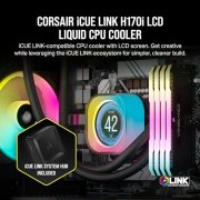 CORSAIR iCUE LINK H170i Raffreddatore CPU LCD a Liquido – 420 mm AIO – Ventole QX140 RGB – Schermo LCD IPS da 2,1″ – Adatto a Intel LGA 1700, AMD AM5 – Hub di Sistema iCUE LINK Incluso – Nero