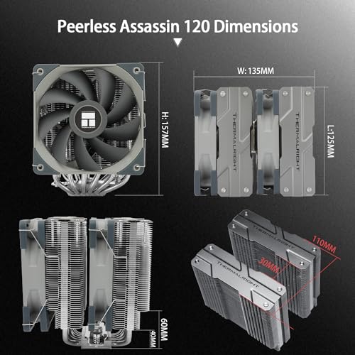 Thermalright Peerless Assassin 120 CPU Air Cooler, 6 Heat Pipes Cpu Cooler, doppia ventola 120mm PWM, coperchio del dissipatore di calore, AGHP, Per AMD AM4 AM5/Intel 1700/1150/1151/1200/2011/2066